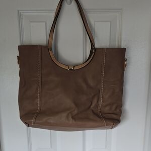 Spacious Brown Faux Leather Tote with Double Handles